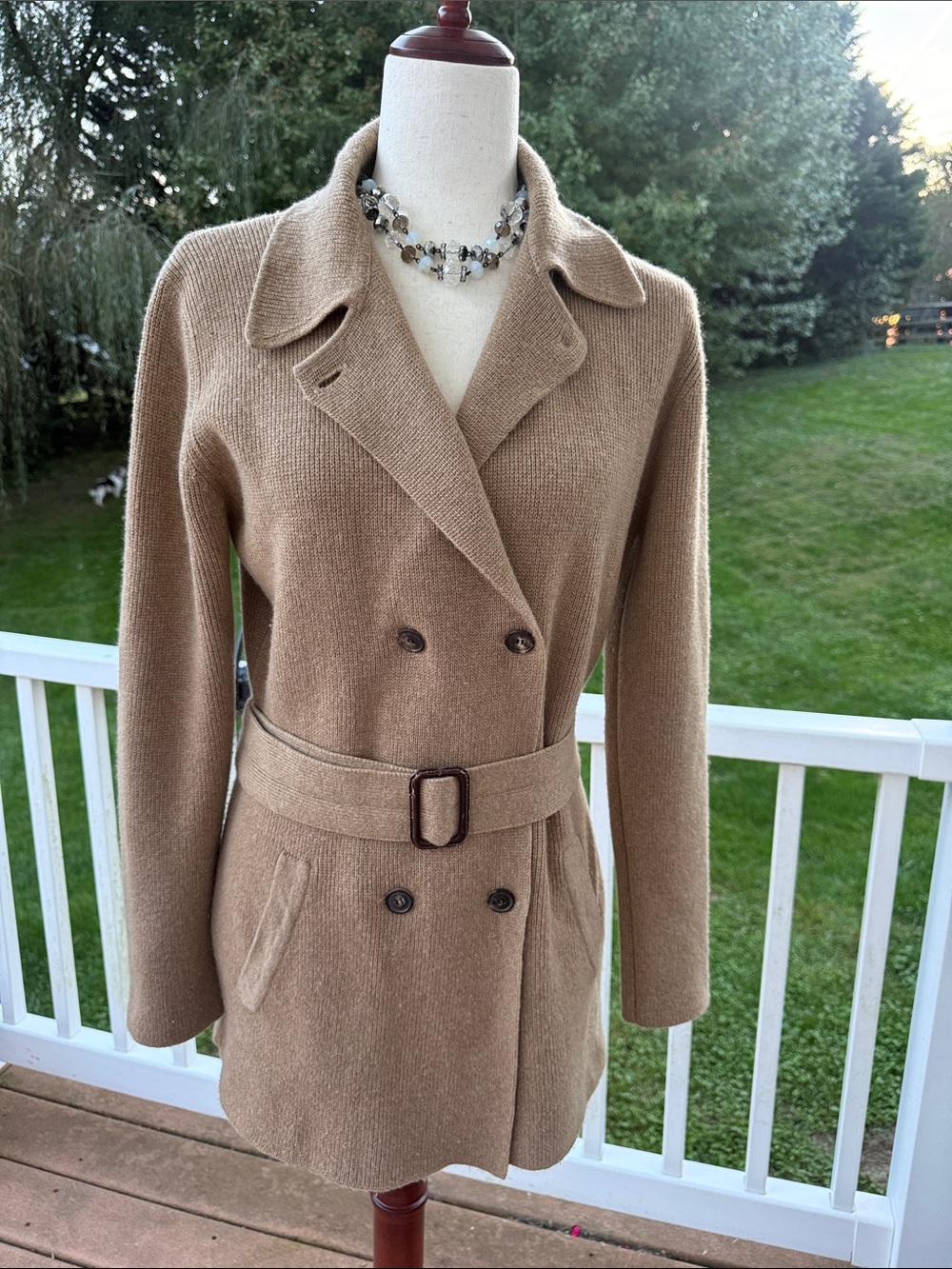 100% Cashmere cardigan belted Nuetral Camel Women’s S Vintage